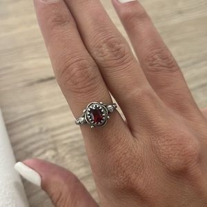 Locally made Natural Garnet Ring in Sterling Silver